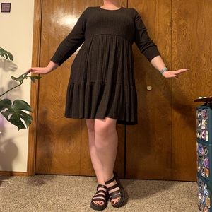 Olive green Torrid highwaist fit & flare minidress